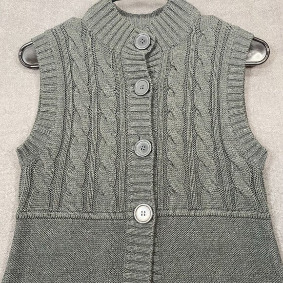 Bongo Womens Sleeveless Gray Cable Knit Sweater Vest Size Medium - Picture 2 of 9